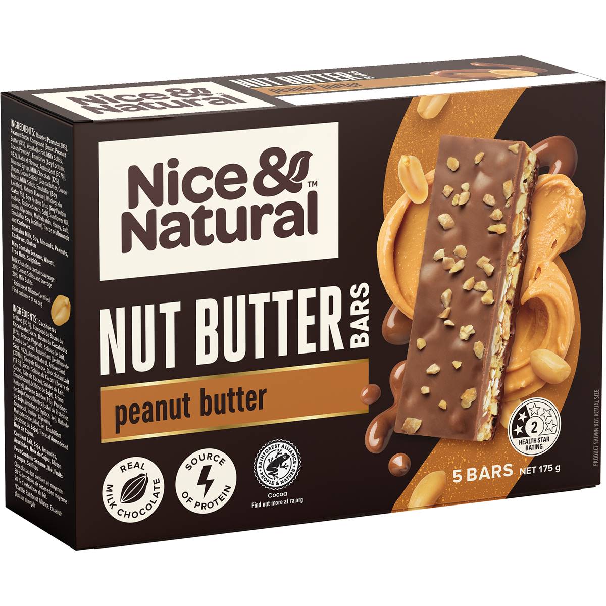 Calories in Nice & Natural Nut Butter Bars Peanut Butter With Milk Choc