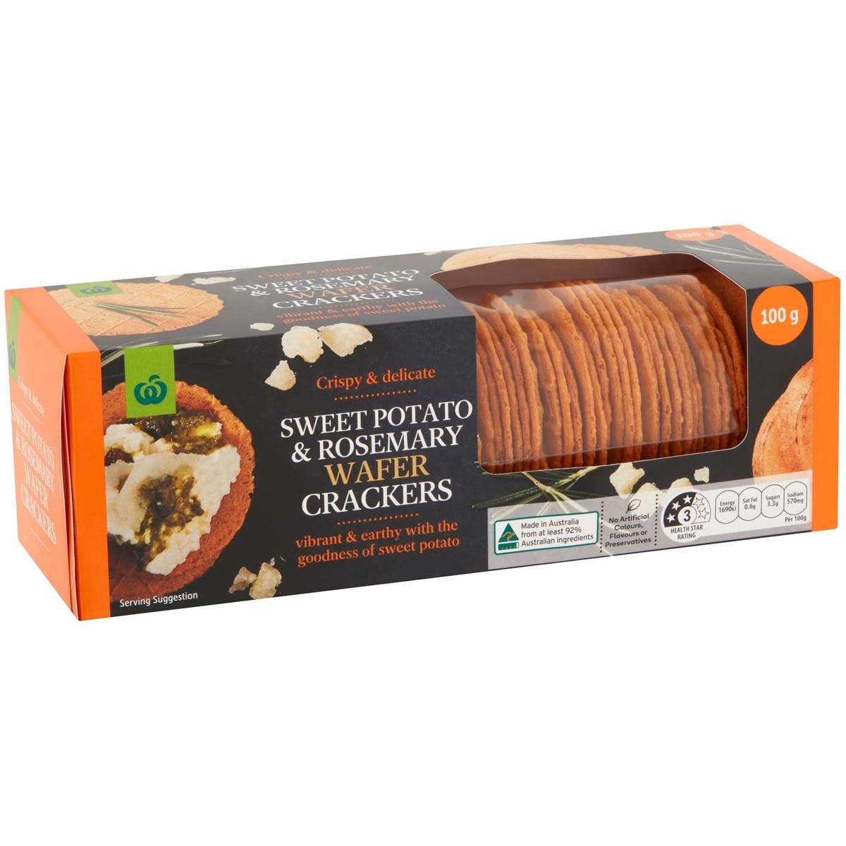Calories in Woolworths Sweet Potato & Rosemary Wafer Crackers calcount
