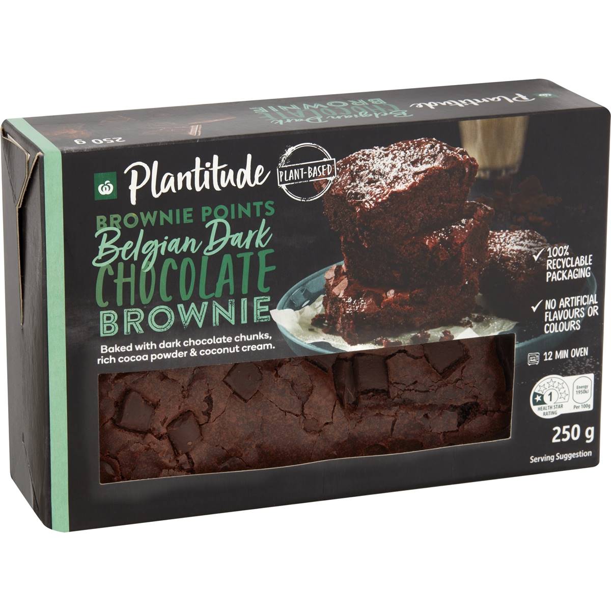 Calories in Woolworths Plantitude Vegan Belgian Dark Chocolate Brownie