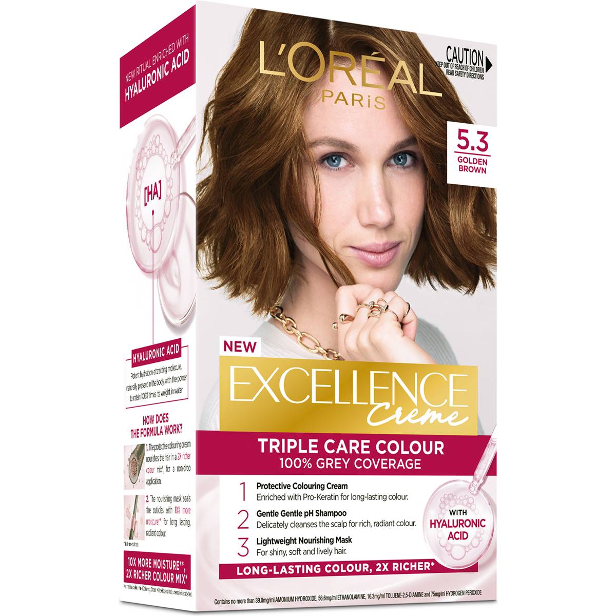 L'Oreal Paris Excellence Creme Hair Colour 5.3 Golden Brown each