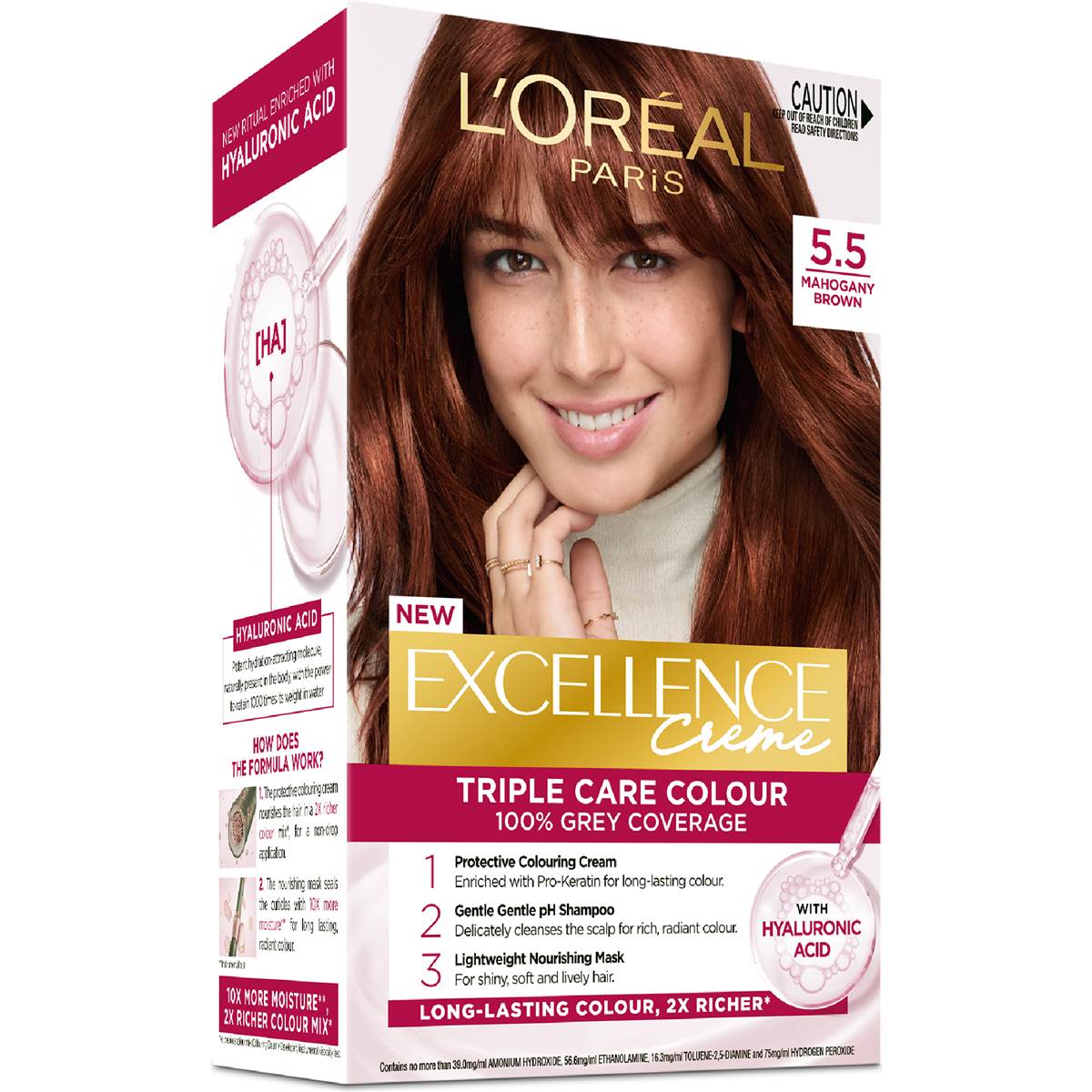 L'Oreal Paris Excellence Creme Hair Colour 5.5 Mahogany Brown each