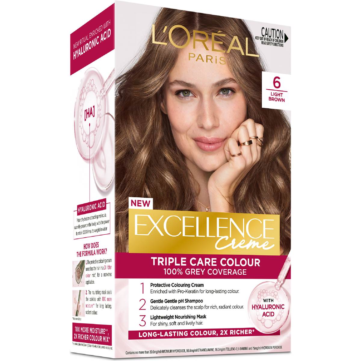 L'Oreal Paris Excellence Creme Hair Colour 6 Light Brown each