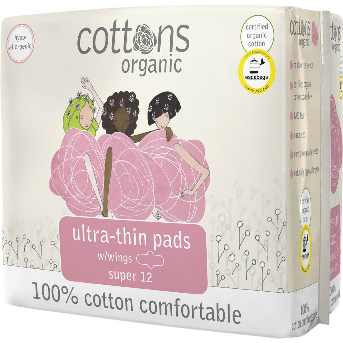 Cottons Organic Ultra Thin Pads Super 12 pack