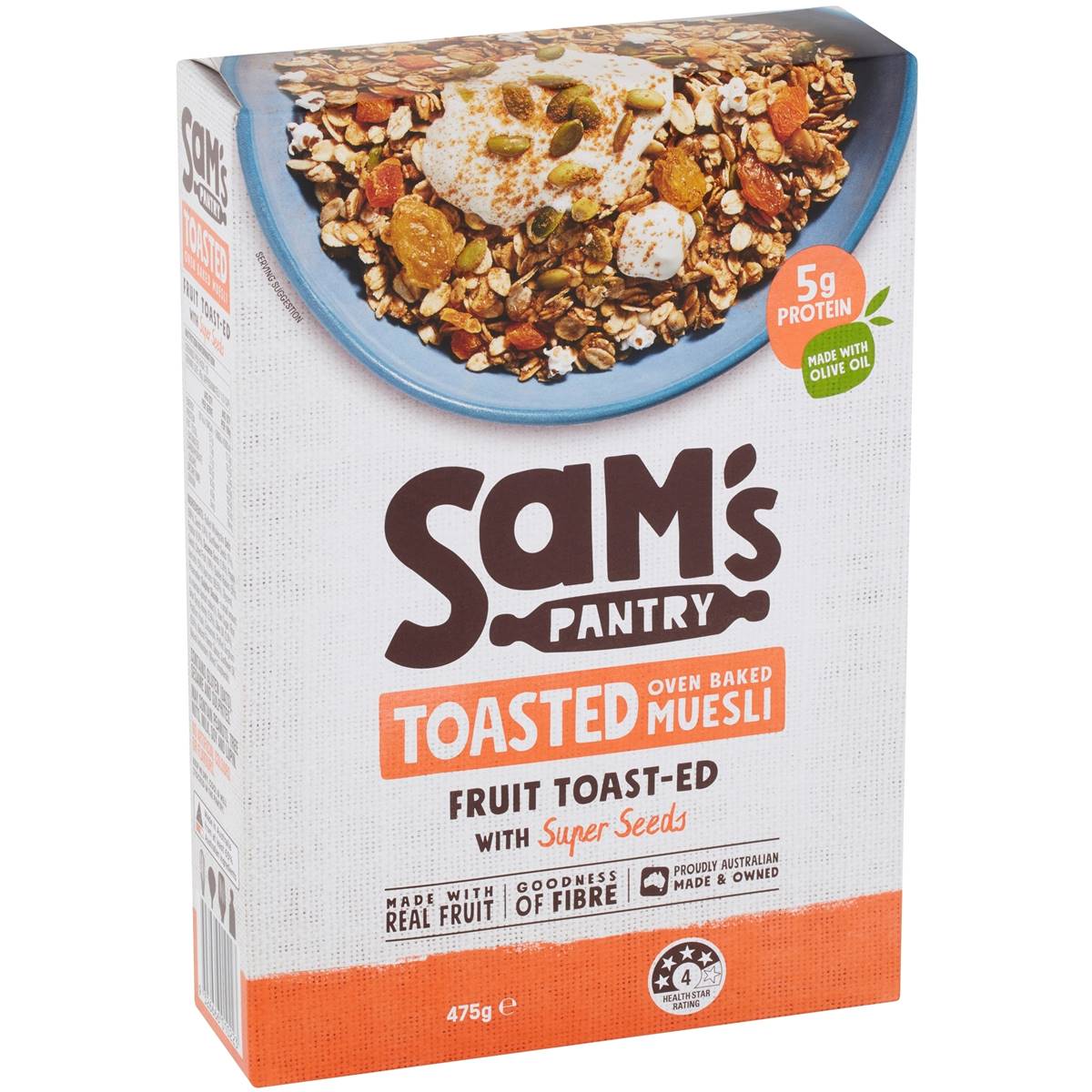 Calories in Sam's Pantry Fruit Toasted With Super Seeds Toasted Muesli