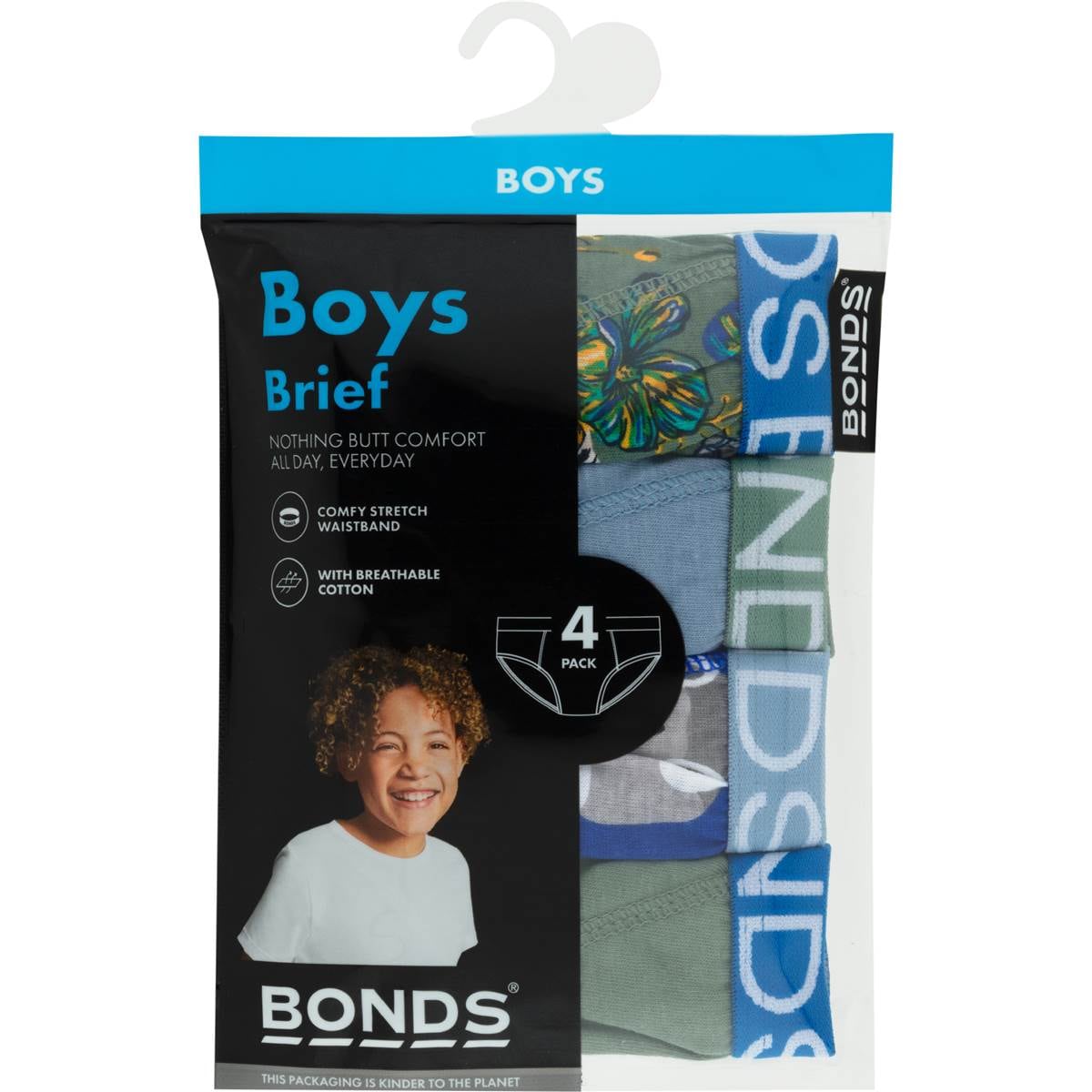 Bonds Boys Briefs Size 4-6 Or 6-8 Assorted 4 pack