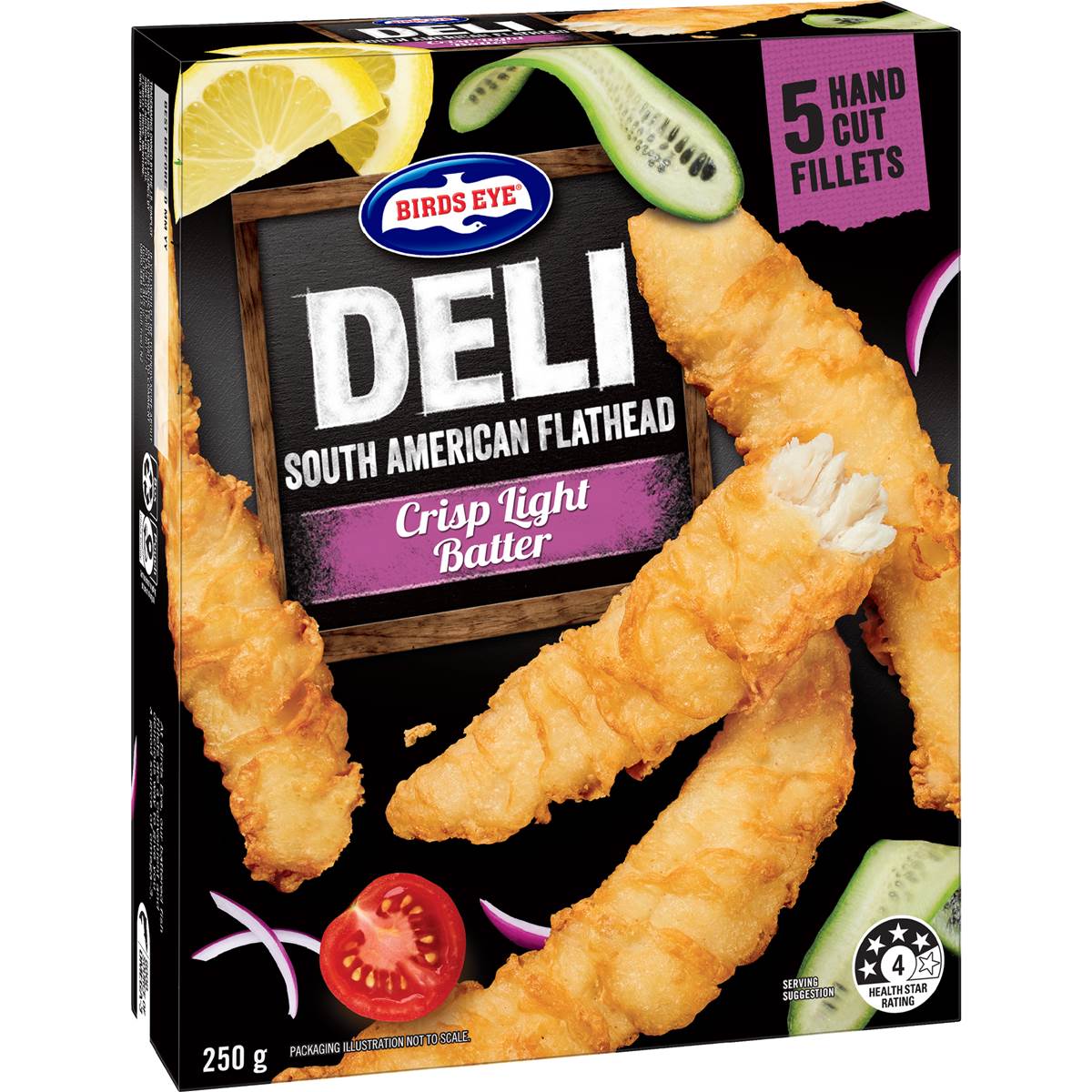 Birds Eye Deli South Atlantic Flathead Fillets Light Batter 250g