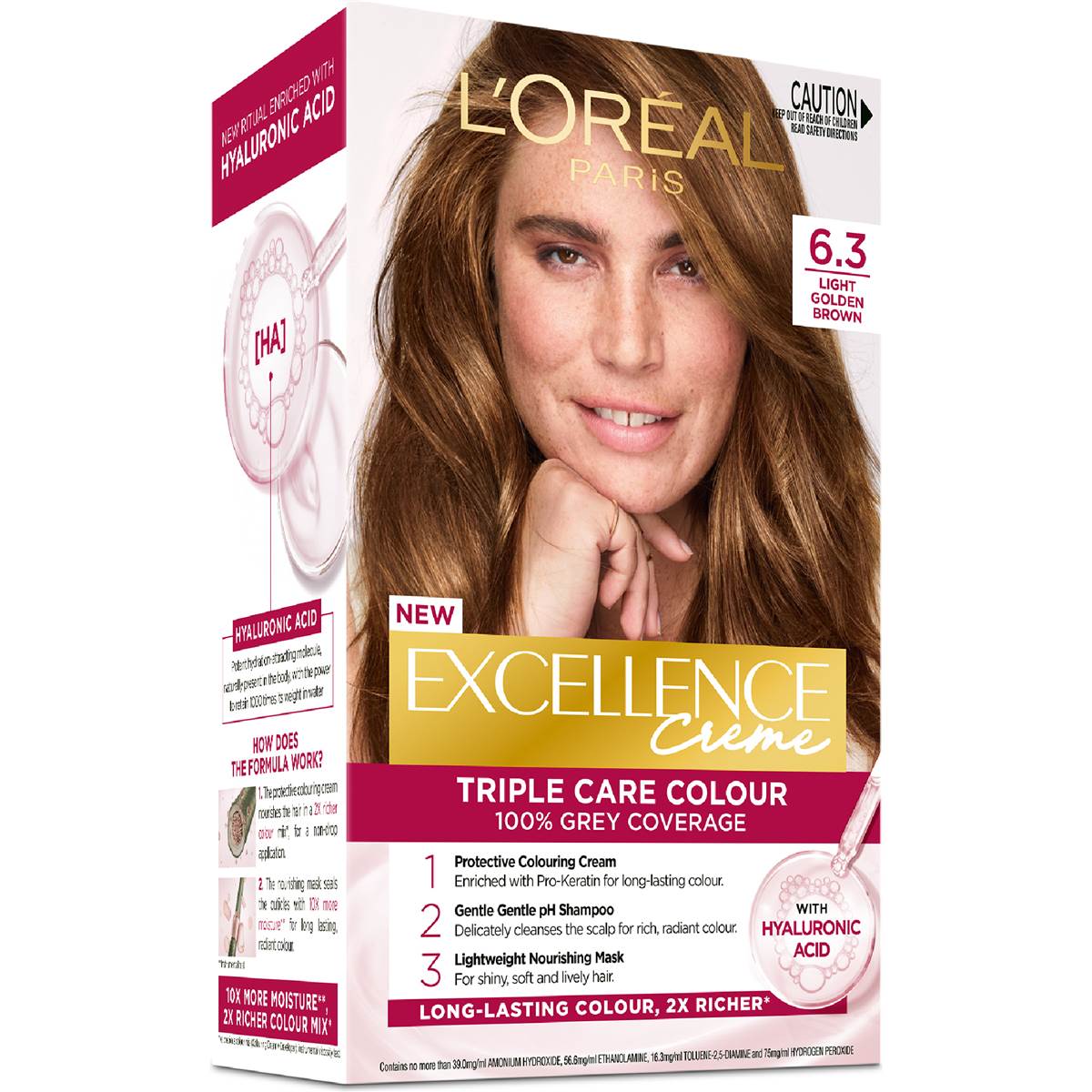 L'Oreal Paris Excellence Creme Hair Colour 6.3 Light Golden Brown each