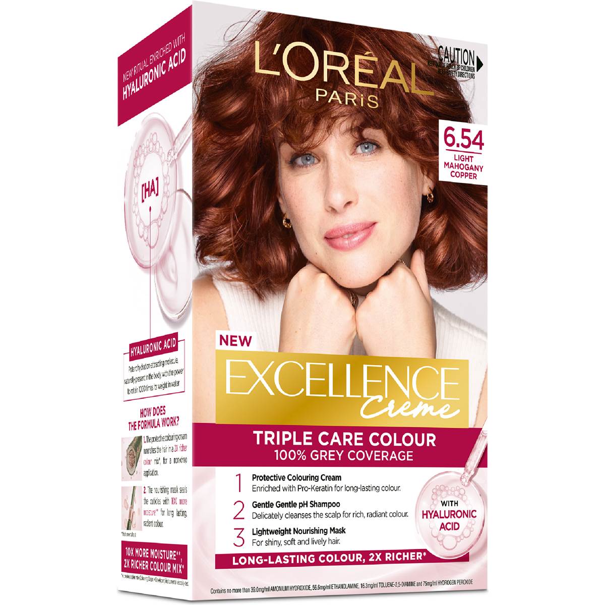 L'Oreal Paris Excellence Creme Hair Colour 6.54 Light Mahogany Brown each