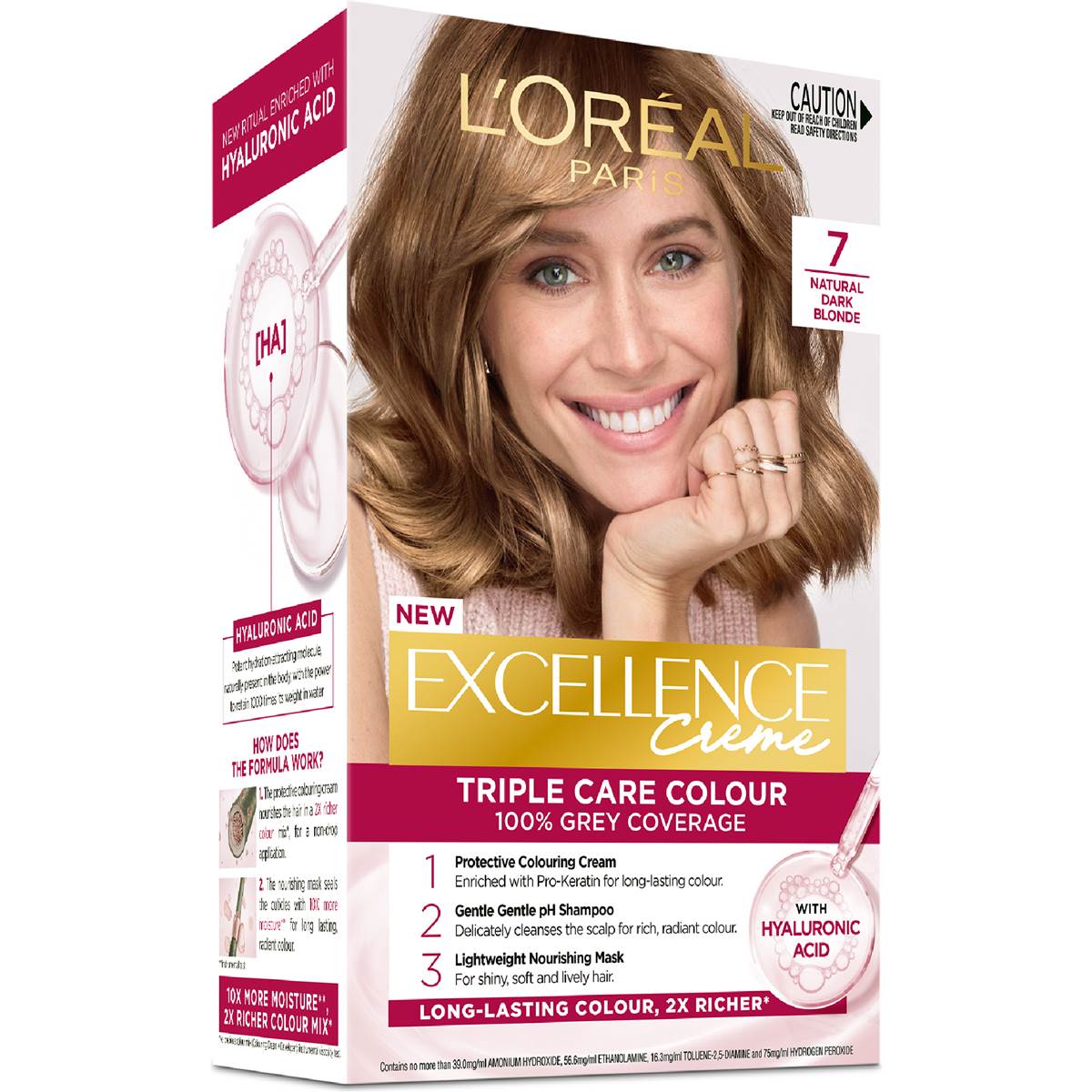 L'Oreal Paris Excellence Creme Hair Colour 7 Dark Blonde each