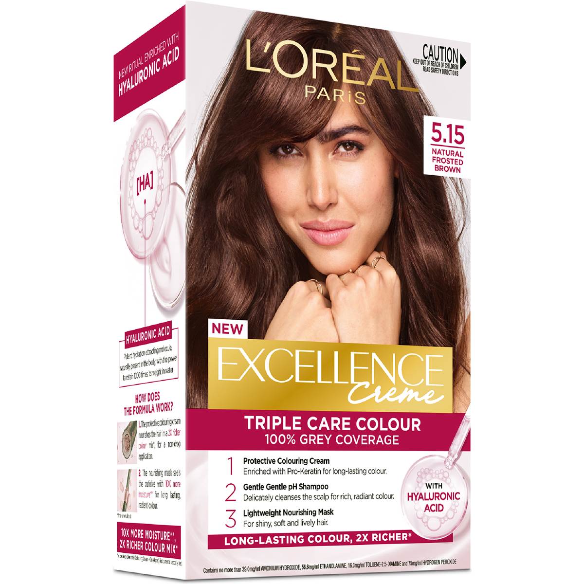 L'Oreal Paris Excellence Creme Hair Colour 5.15 Natural Frosted Brown each