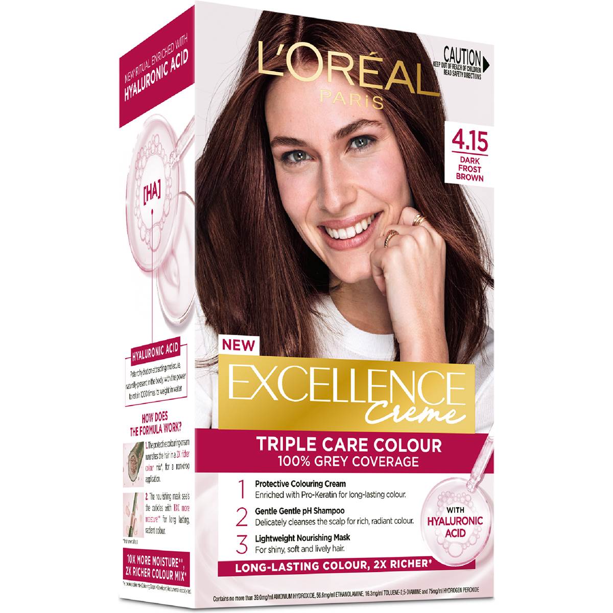 L'Oreal Paris Excellence Creme Hair Colour 4.15 Dark Frosted Brown each