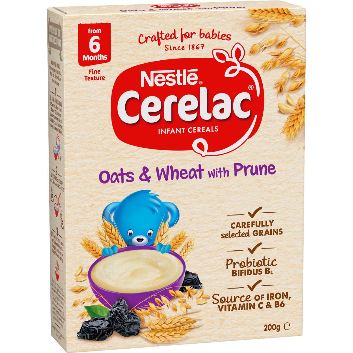 Nestle Cerelac Baby Cereal Oats & Wheat With Prune 6M+