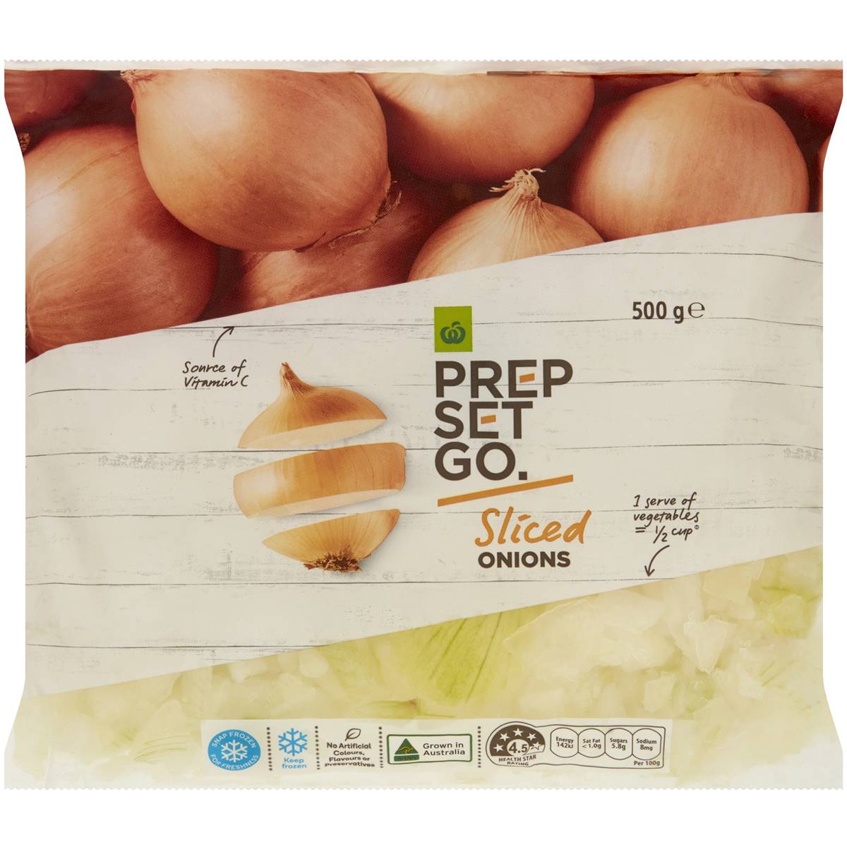 Calories in Woolworths Prep Set Go Sliced Onions