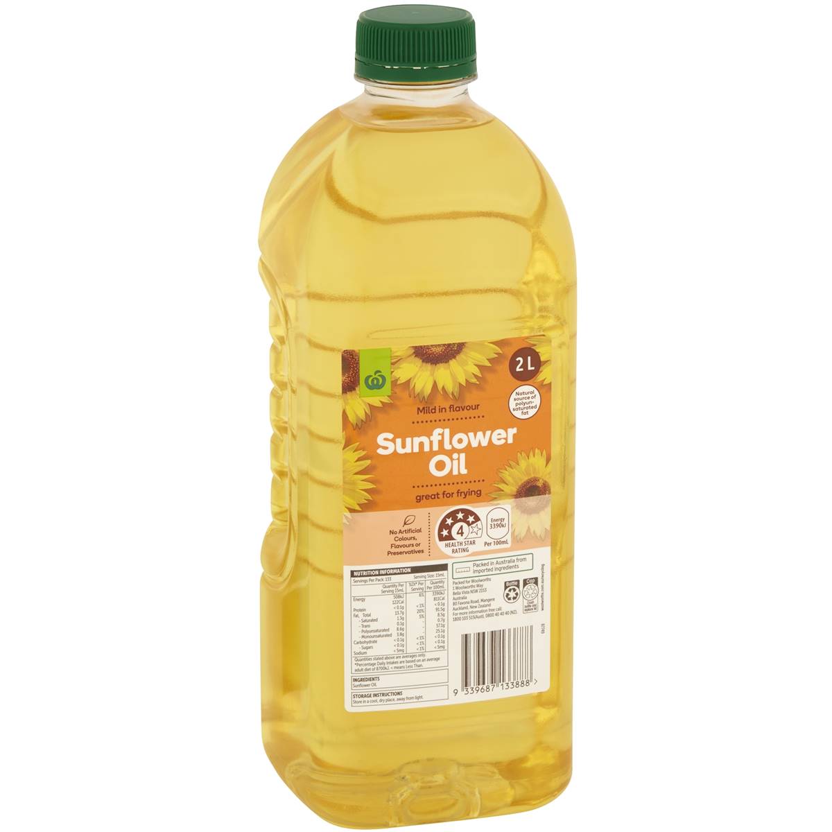 Calories in Woolworths Sunflower Oil Calorie Counter Australia