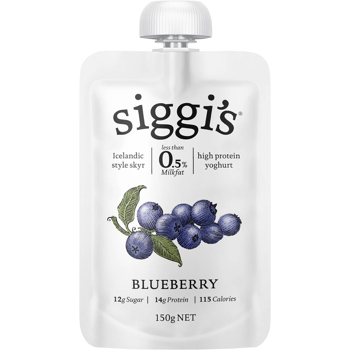 Calories in Siggi's Skyr Yoghurt Pouch Blueberry
