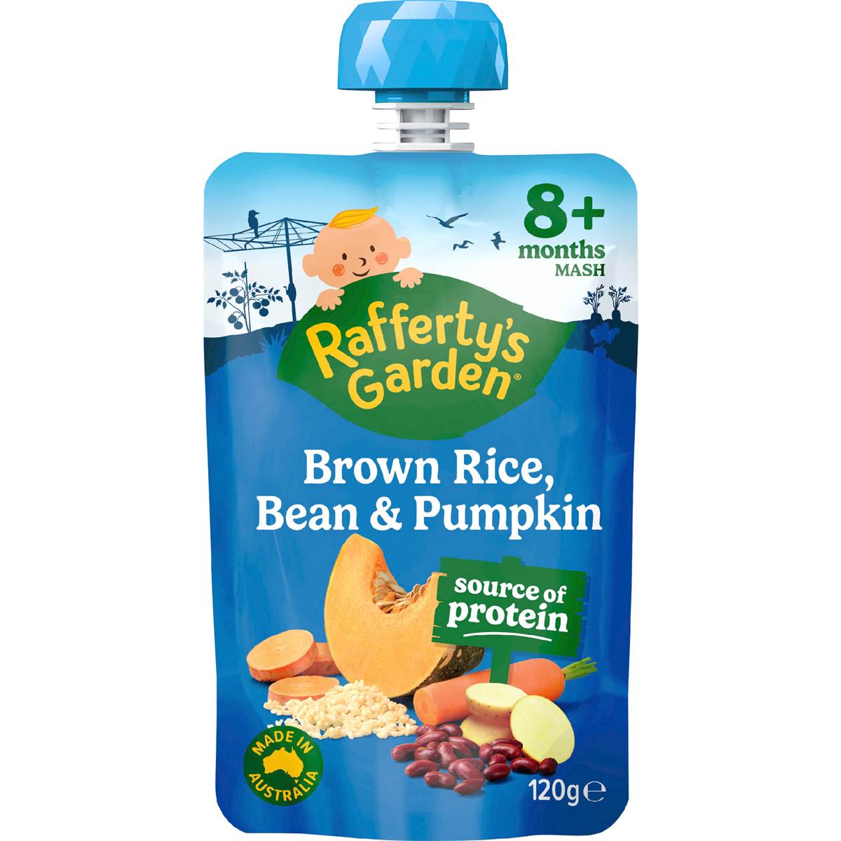 Rafferty's Garden Brown Rice Bean & Pumpkin Baby Food Pouch 8+ Months 120g