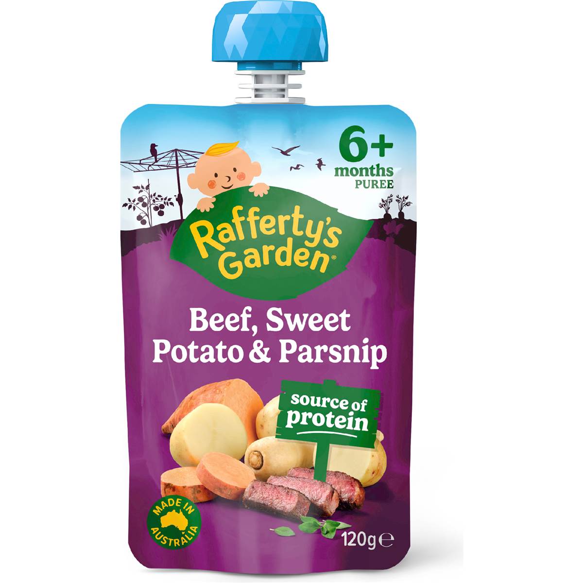 Rafferty's Garden Baby Food Pouch Beef Sweet Potato & Parsnip 6+ Months 120g