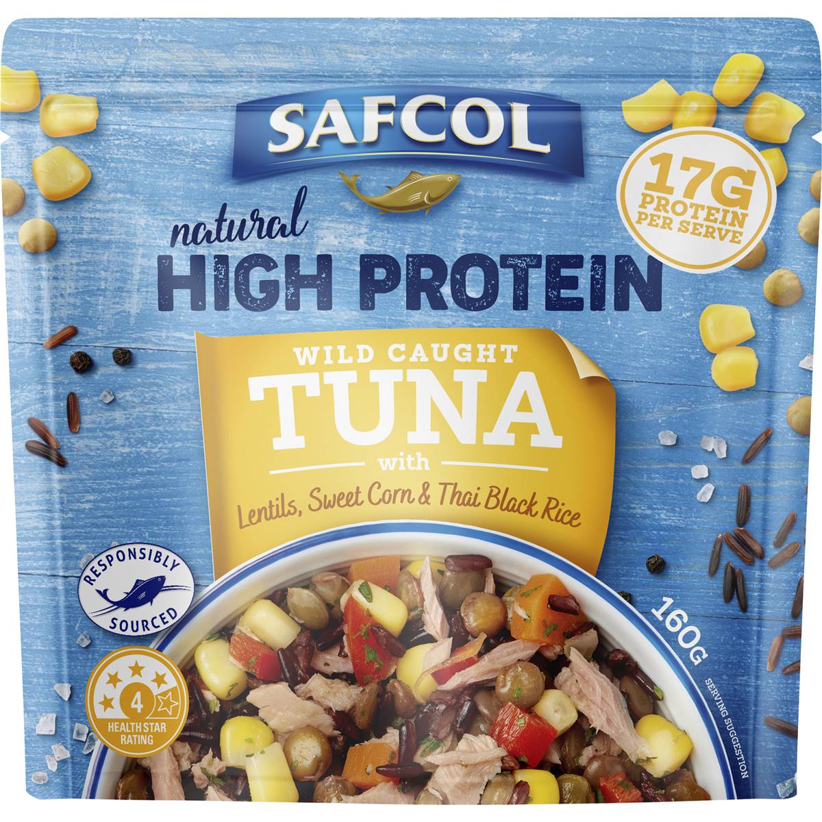 Calories in Safcol Tuna Pouch Lentils & Black Rice