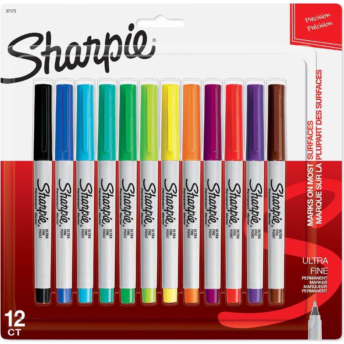 Sharpie Permanent Marker Pens Ultra Fine Assorted Colours 12 pack