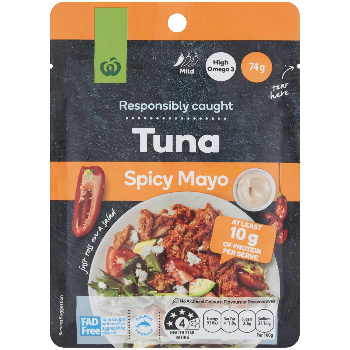 Calories in Woolworths Tuna Spicy Mayo Pouch