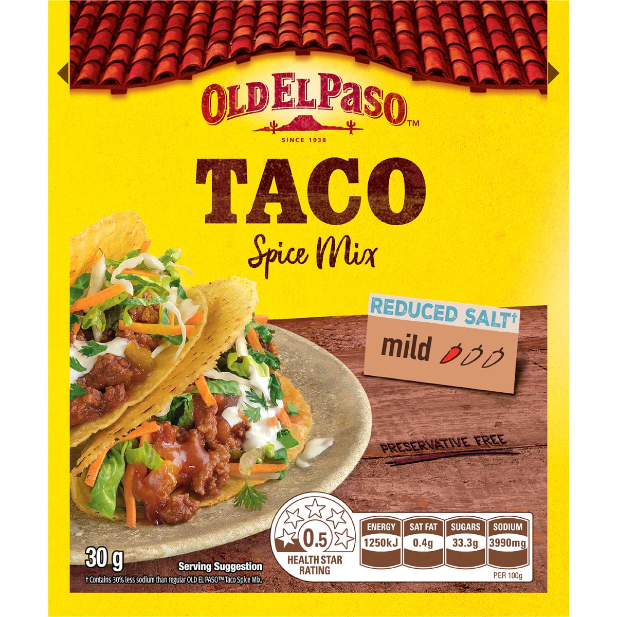 Calories in Old El Paso Mexican Reduced Salt Taco Spice Mix calcount