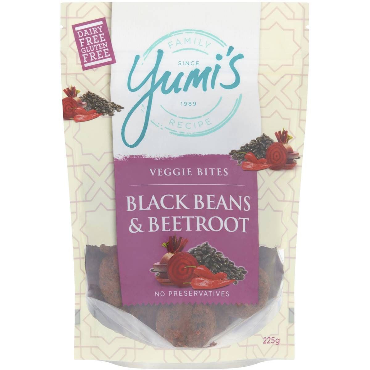 Yumi's Vegie Bites Blackbean & Beetroot