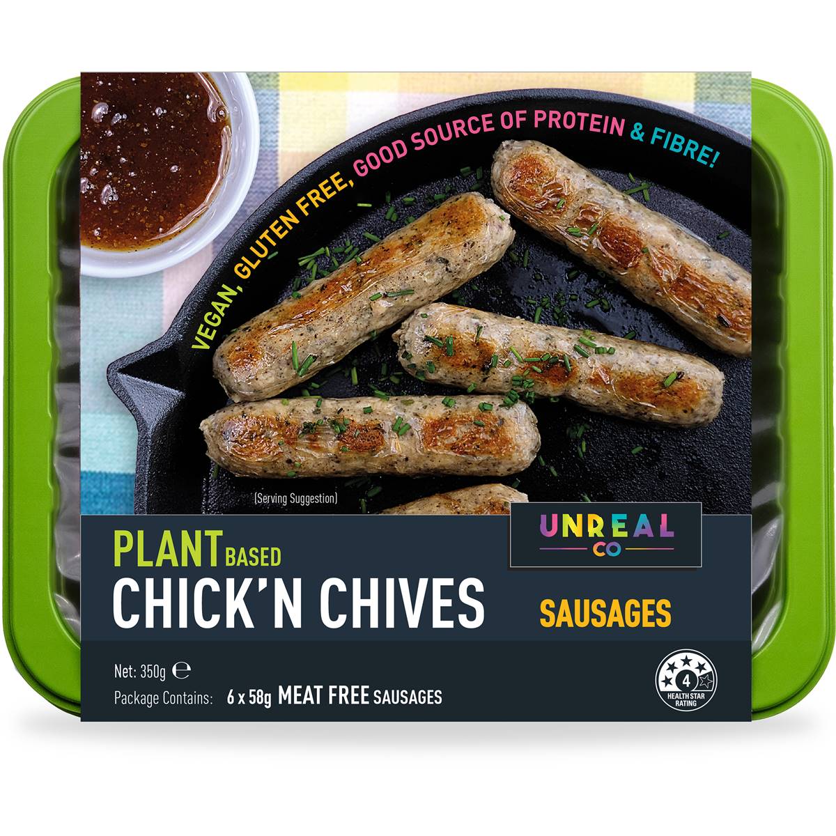 Unreal Co. Plant Based Chick'N Chives Sausages