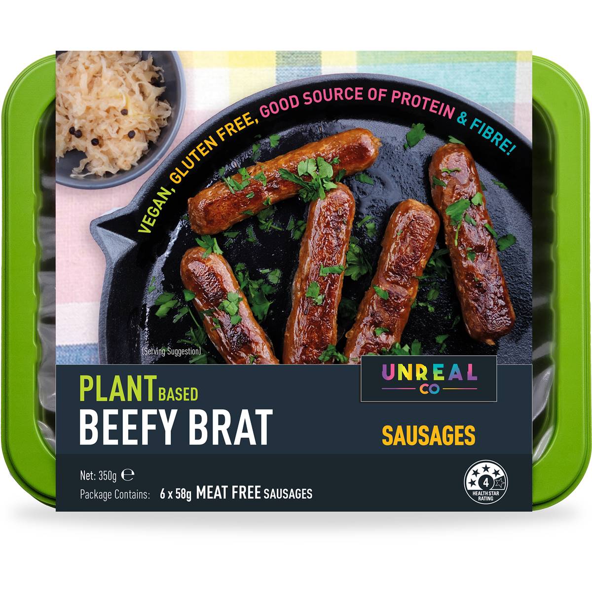 Unreal Co. Plant Based Beefy Brat Sausages