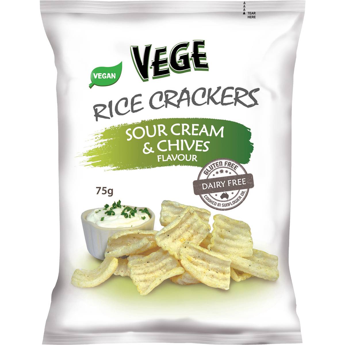Calories in Vege Chips Rice Crackers Sour Cream & Chives