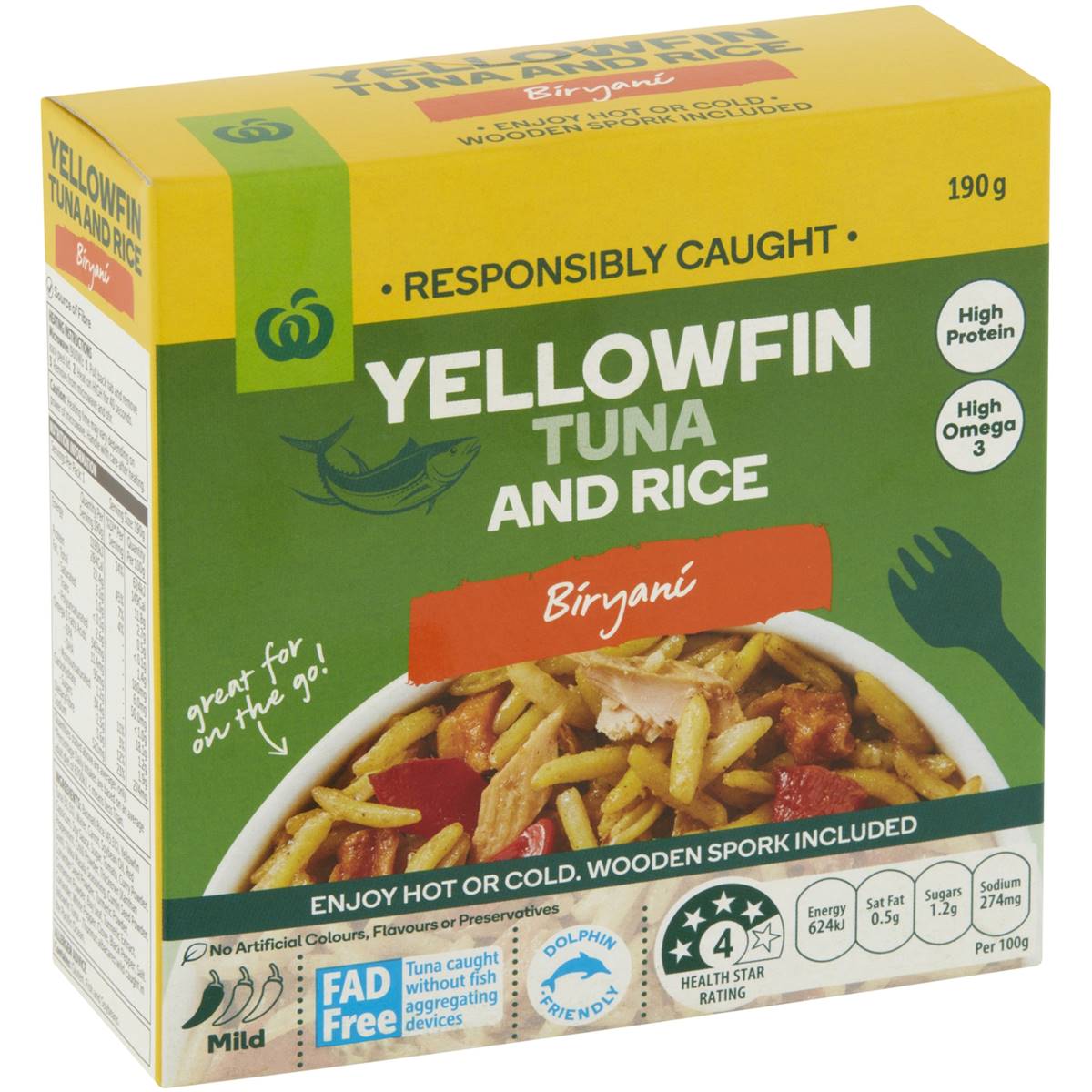 Calories in Woolworths Yellowfin Tuna & Rice Biryani