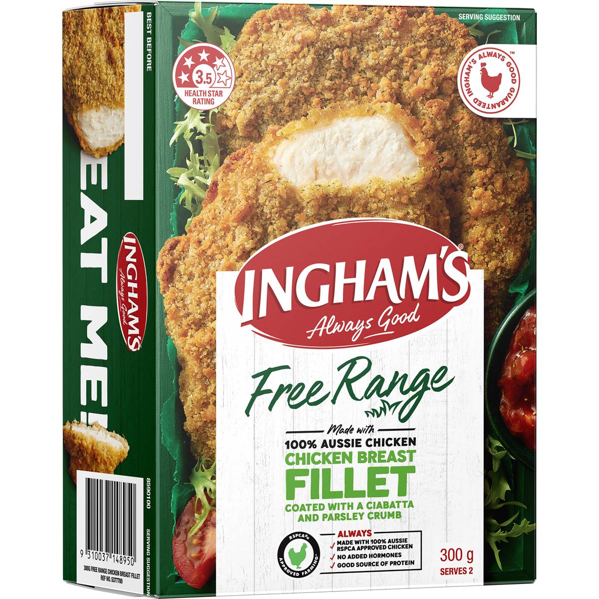 Ingham's Free Range Chicken Breast Ciabatta Parsley Crumb Frozen 300g – Woolworths