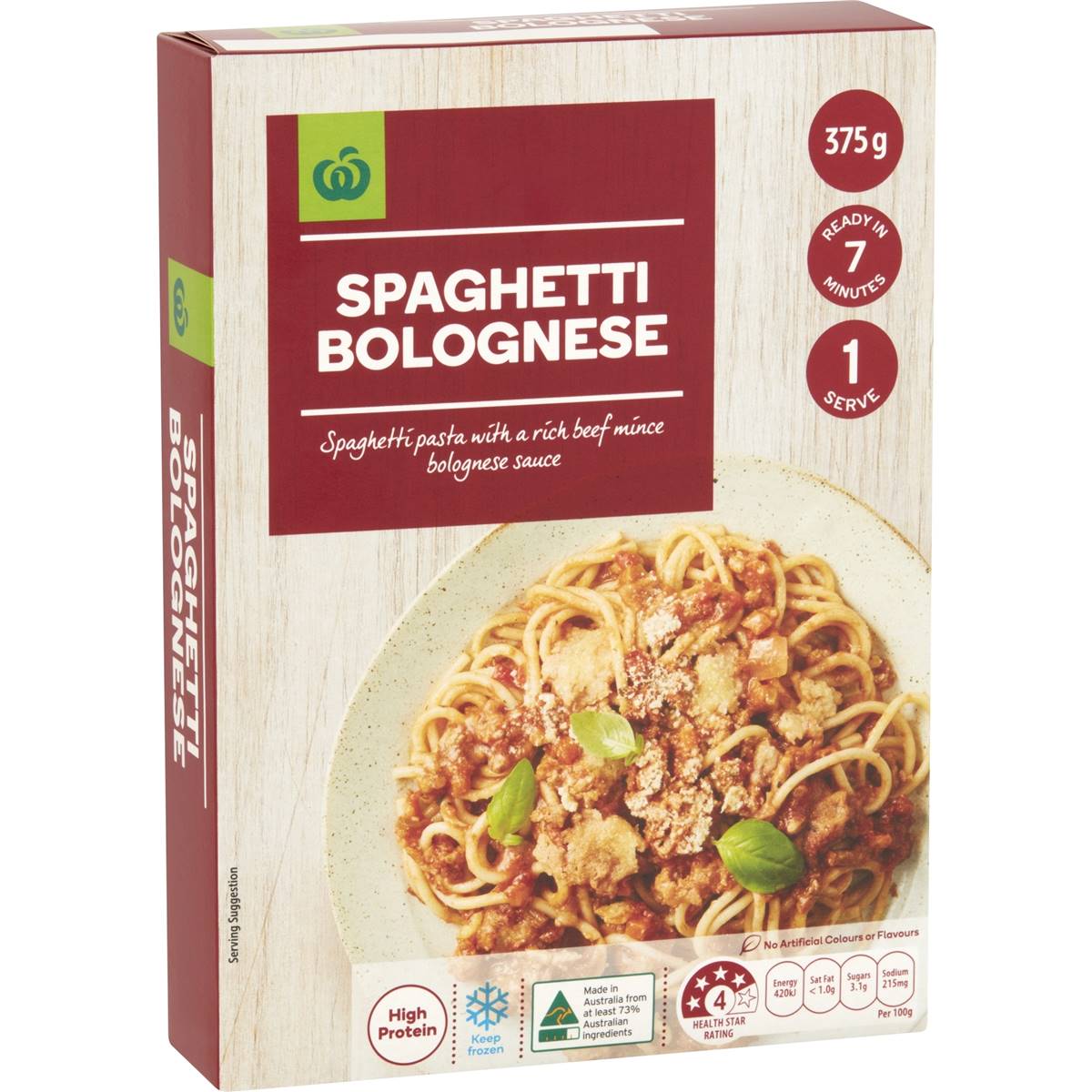 Woolworths Spaghetti Bolognese Frozen Meal 375g