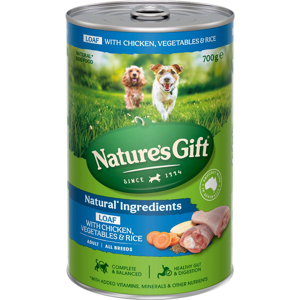 Nature's Gift Adult Wet Dog Food Loaf Chicken Vegetables & Rice 700g