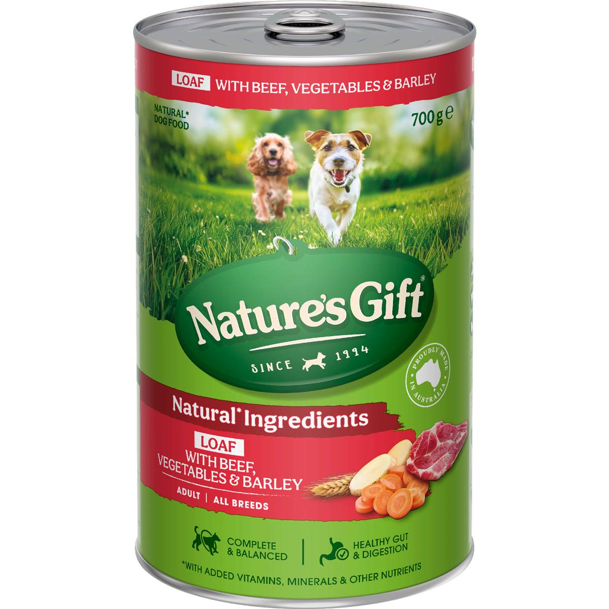 Nature's Gift Adult Wet Dog Food Loaf Lamb With Beef Vegetables & Barley 700g