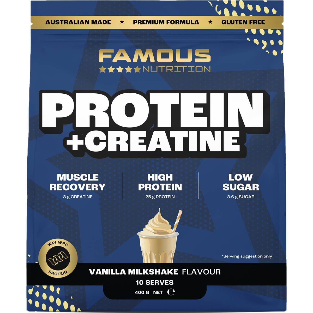 Famous Nutrition Protein Creatine Powder Vanilla 400g