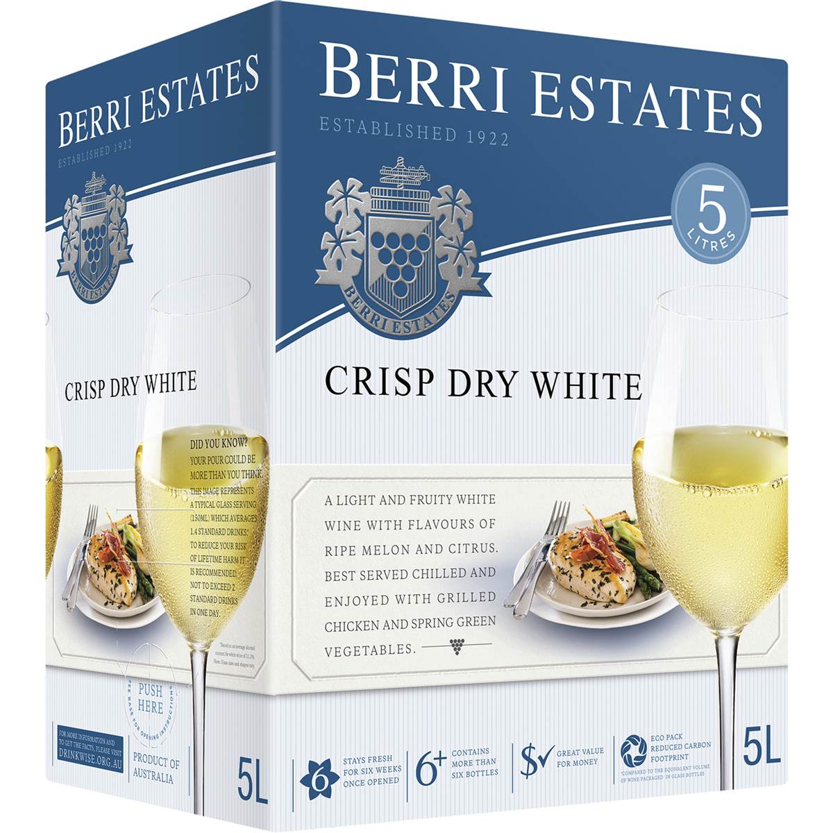 Buy Berri Estates Fresh Dry White Cask 5l online with (same-day