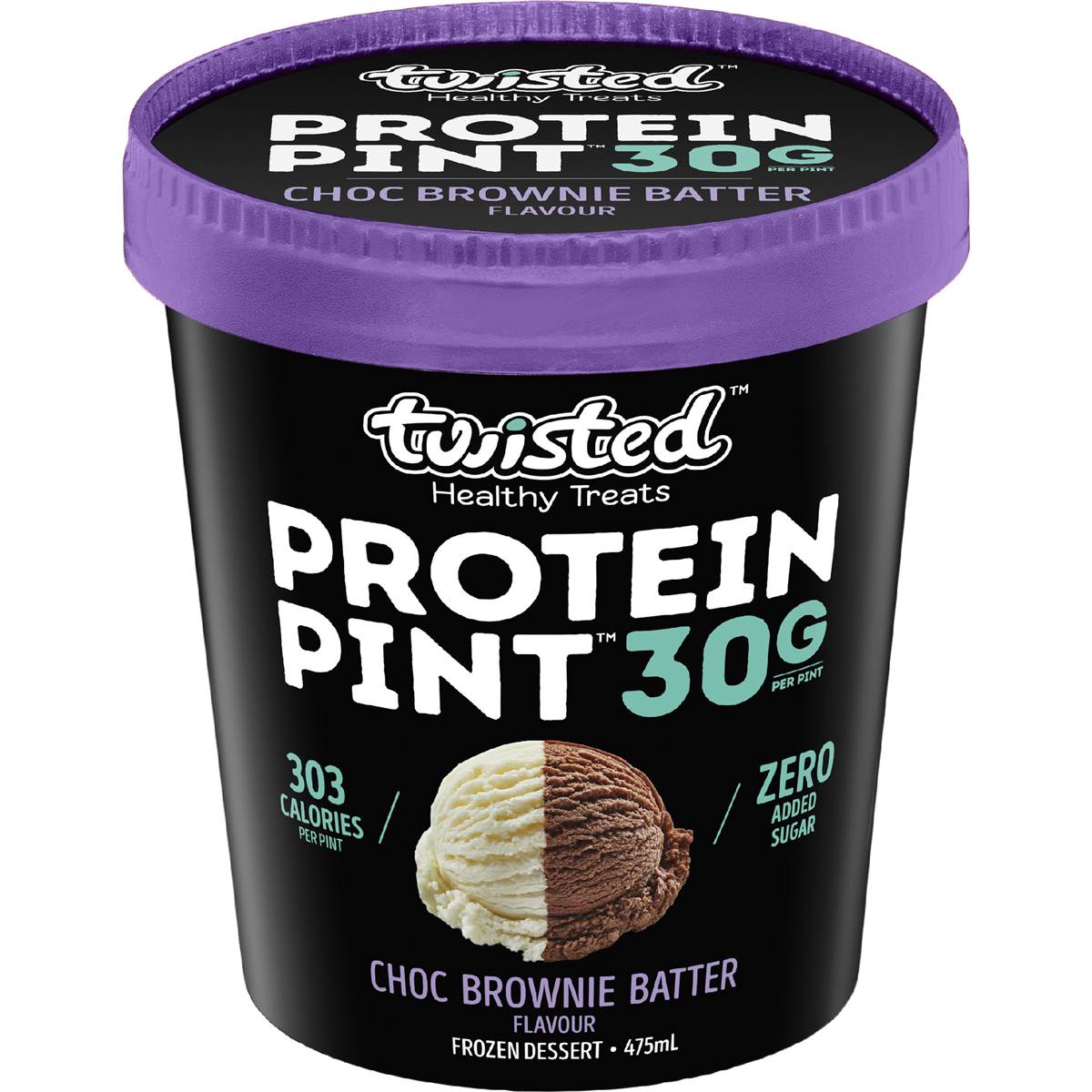 Twisted Healthy Treats Choc Brownie Batter Protein Pint Frozen Dessert 475mL