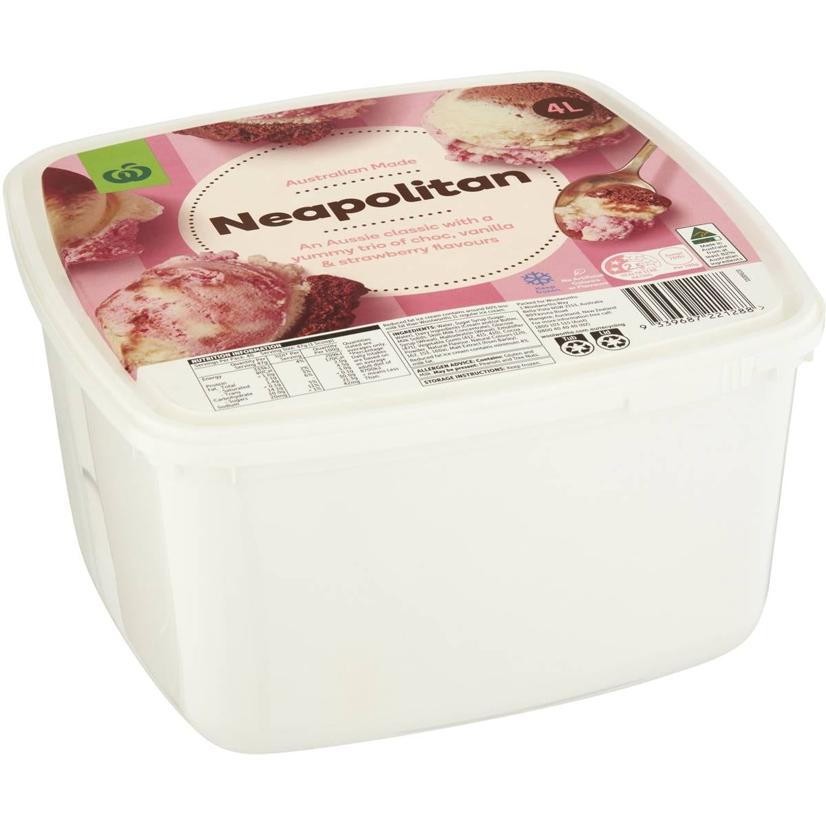 Calories in Essentials Neapolitan Chocolate, Vanilla, Strawberry Ice