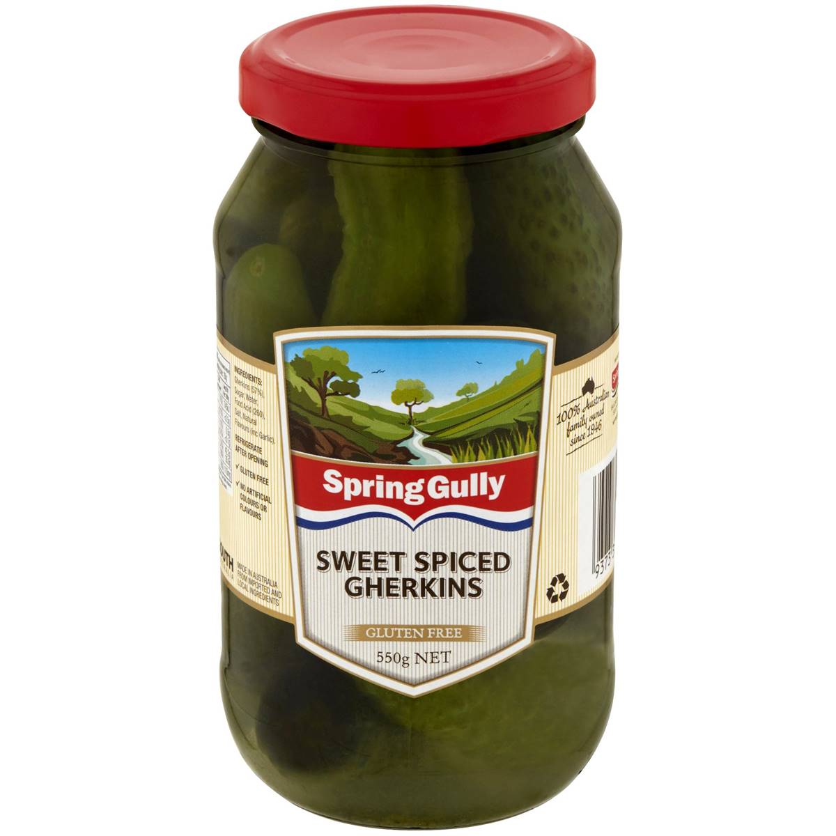 Calories in Spring Gully Gherkins Sweet Spiced calcount