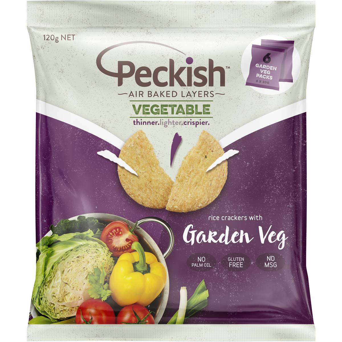 Calories in Peckish Rice Crackers With Garden Vegetables Multibag calcount