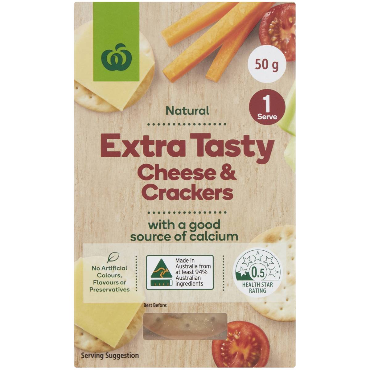 Calories in Woolworths Cheese & Crackers Extra Tasty