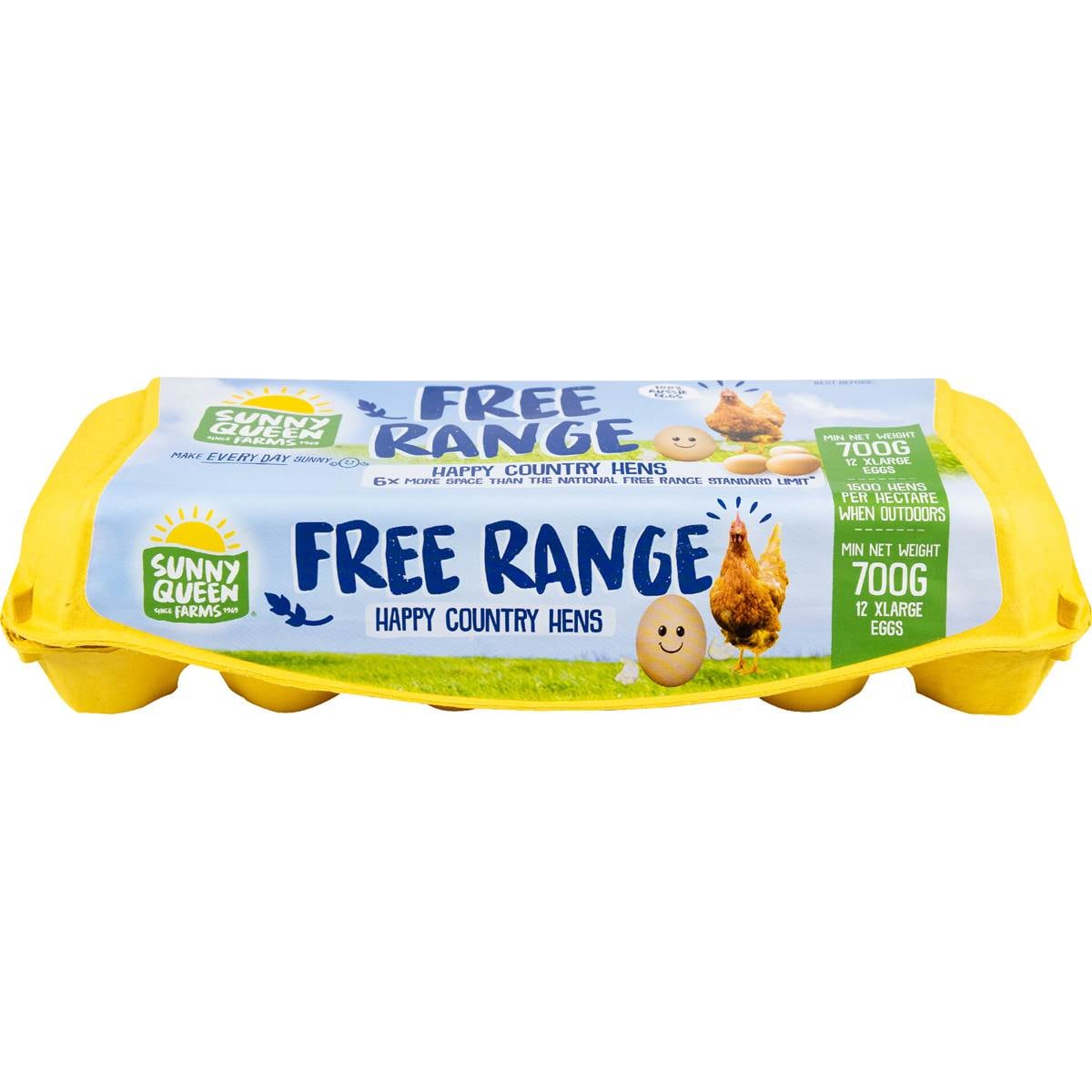 Sunny Queen 12 Extra Large Free Range Eggs 700g
