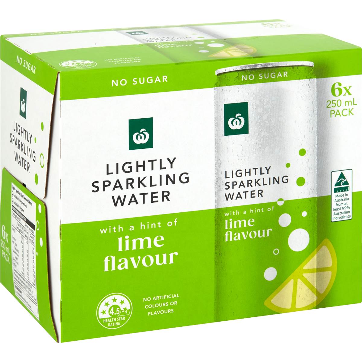 Woolworths Lightly Sparkling Water Cans Lime