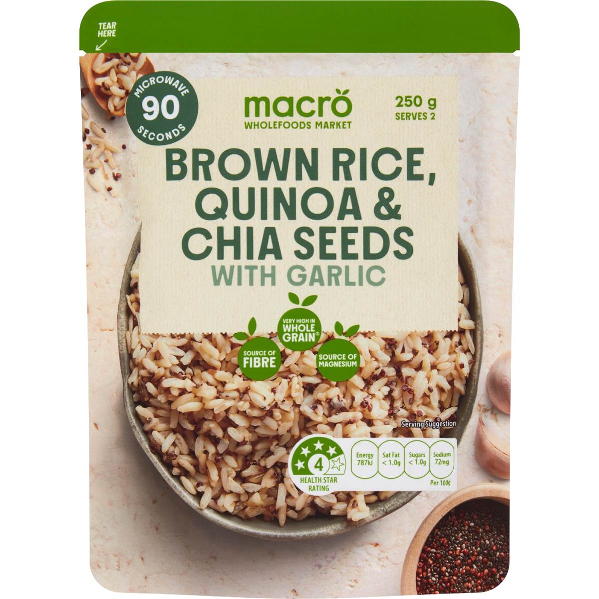 Macro Brown Rice Quinoa Chia & Garlic Pouch