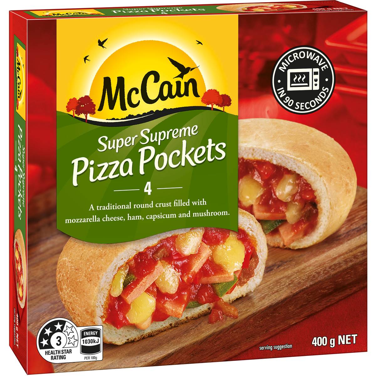 Calories in Mccain Pizza Pockets Super Supreme