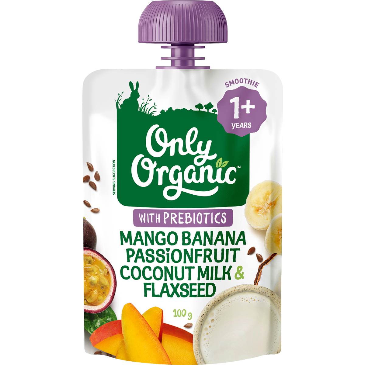 Only Organic Mango Banana Passion Coconut & Flaxseed 100g