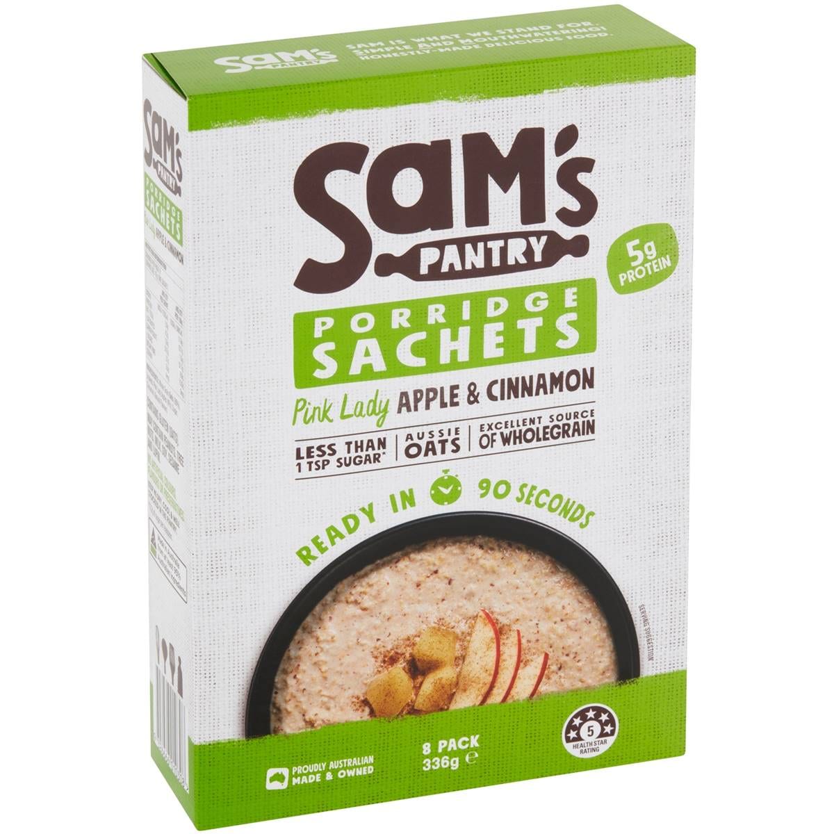 Calories in Sam's Pantry Pink Lady Apple & Cinnamon Porridge Sachets