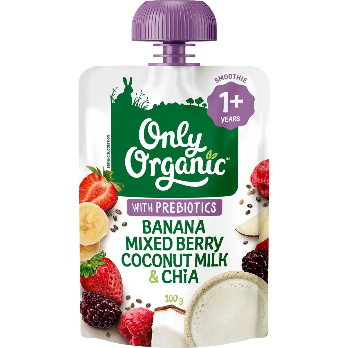 Only Organic Banana Mixed Berry Coconut & Chia 100g