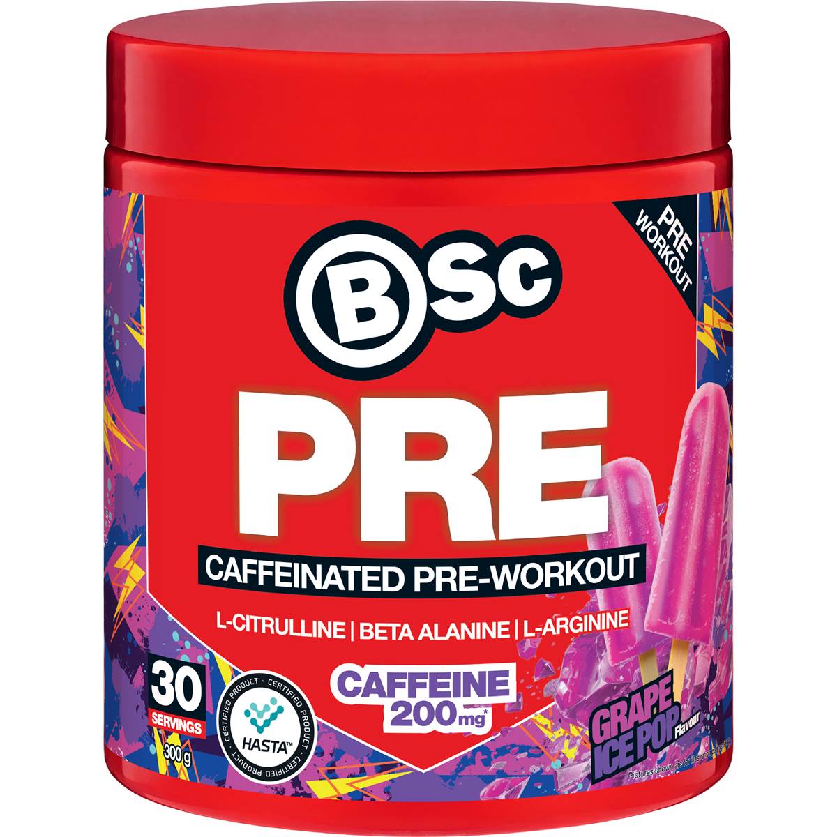 BSc PRE Caffeinated Pre-Workout Grape Ice Pop 300g