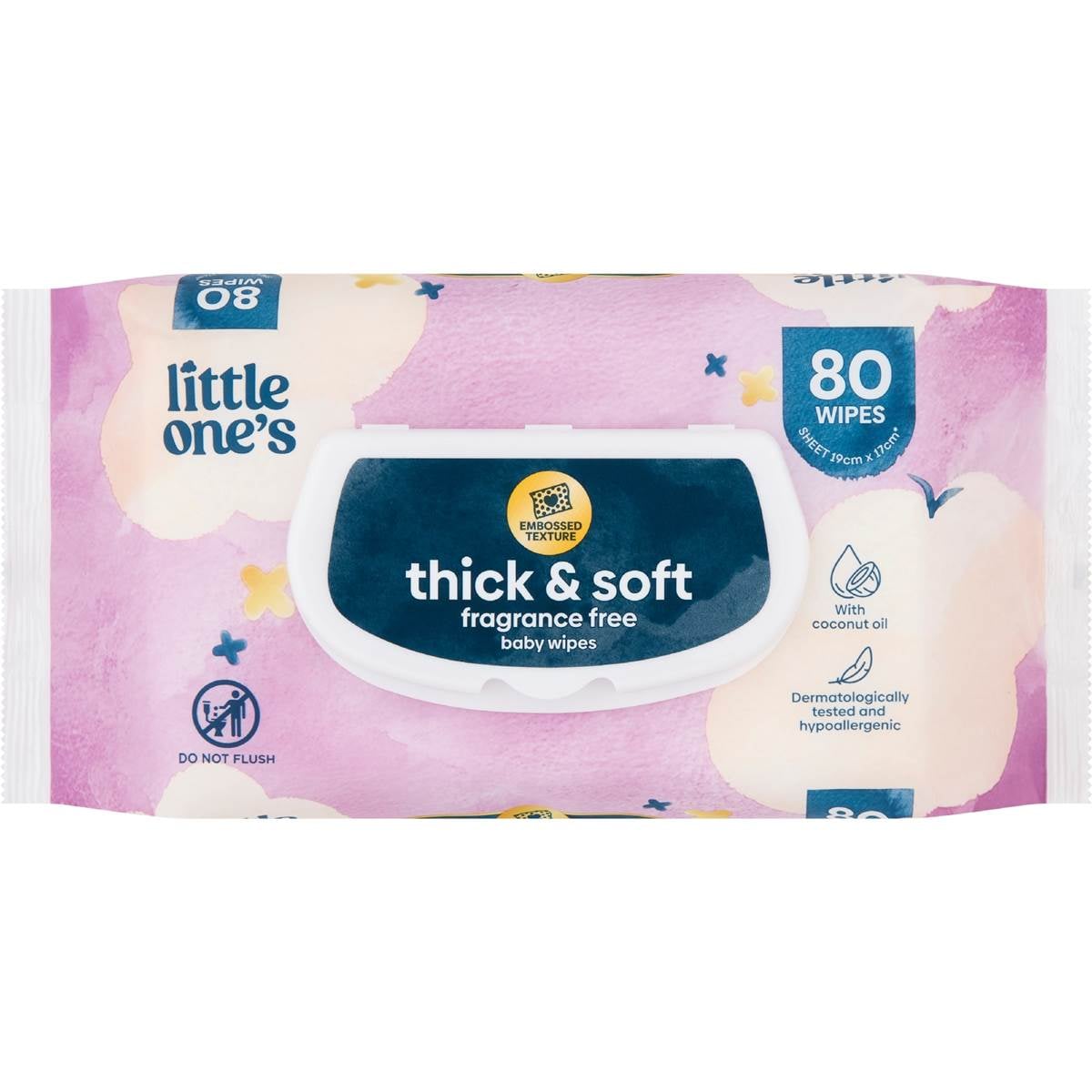 Little One's Premium Baby Wipes Thick Unscented 80 pack